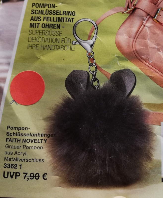 AVON Pompon Schlüsselring FAITH NOVELTY